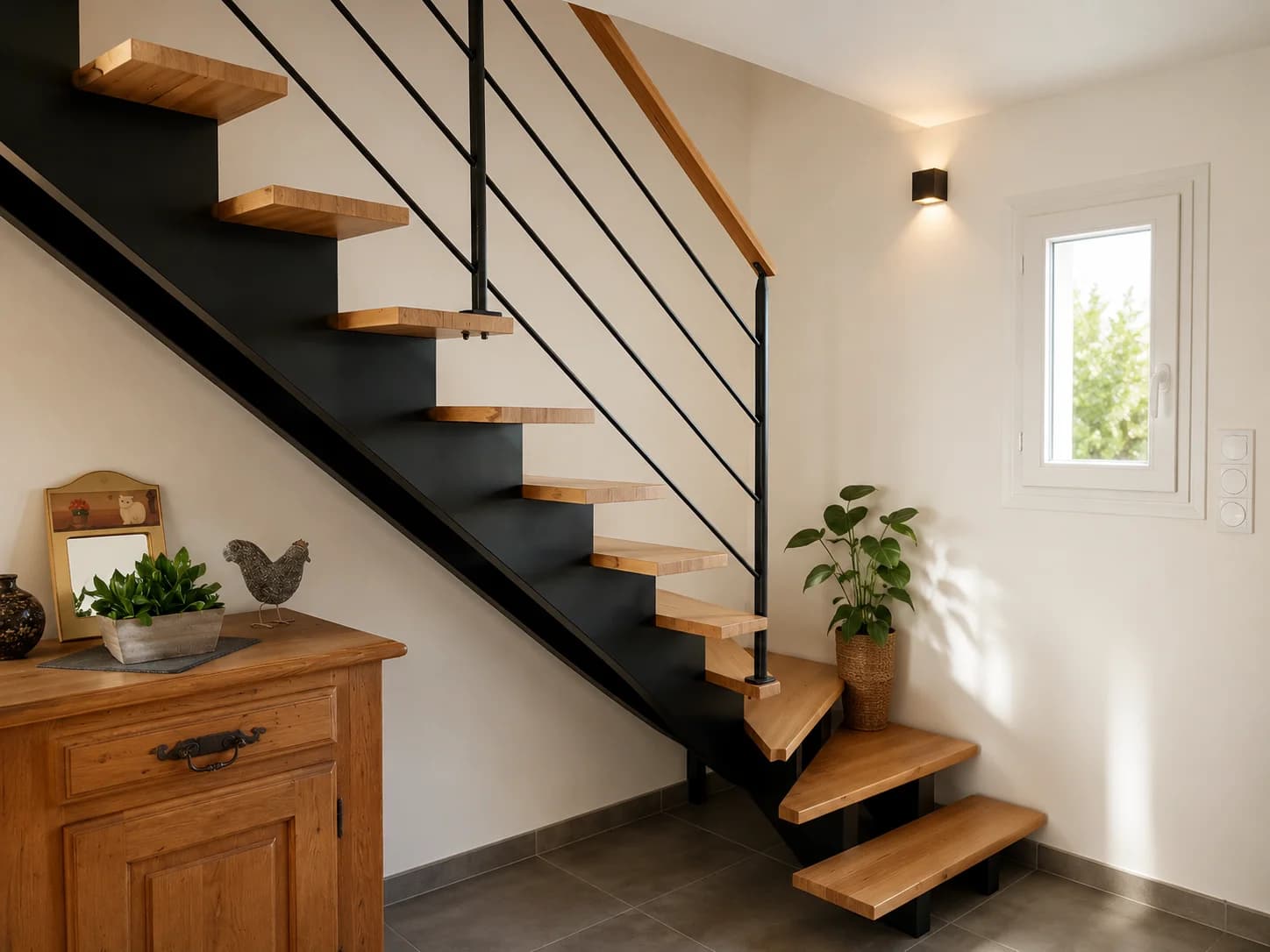 Aménagement intérieur sur mesure mêlant bois clair et lignes contemporaines